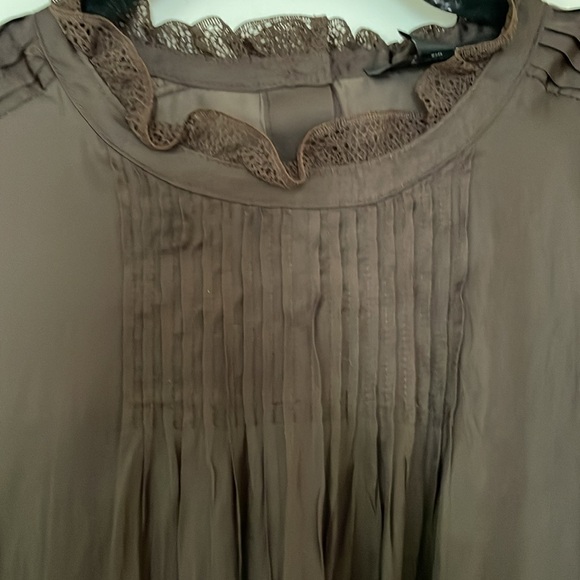 NWT J.Crew women’s ruffle neck drapery long sleeve top in dark brown size xs - Picture 10 of 11